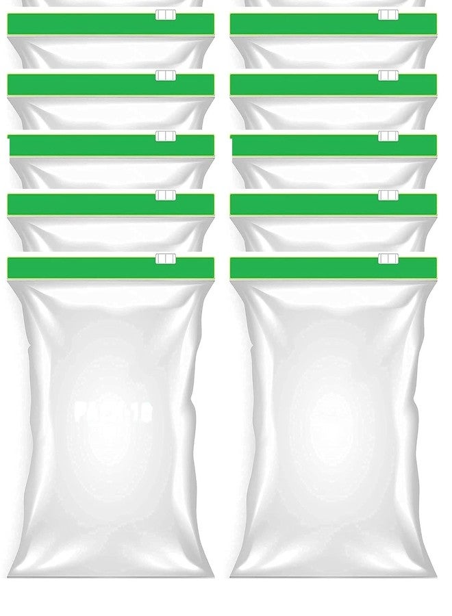 ZOXAR Pack Of 10 Green Ziplock Plastic Bag For Storage, Zip Lock Pouches, Freezer Re-Usable Zipper Bags, Bags For Fridge Food Storage, Slider Bags, Ziplock bags Medium Size 9"X10" (22.86cmX25.4cm) - Image 1